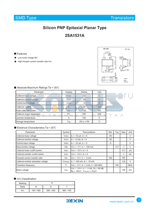 2SA1531A datasheet - Silicon PNP Epitaxial Planar Type