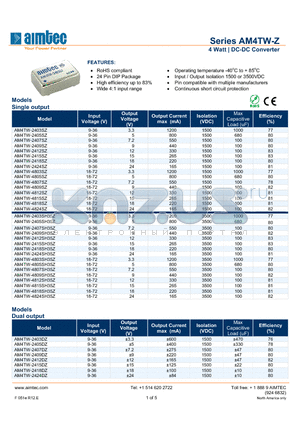 AM4TW-Z_13 datasheet - 4 Watt | DC-DC Converter