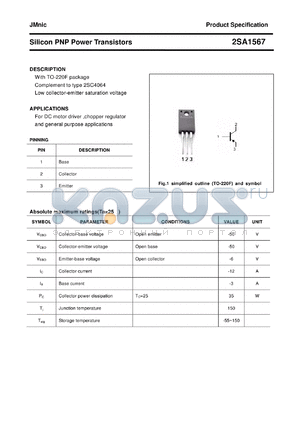 2SA1567 datasheet - Silicon PNP Power Transistors