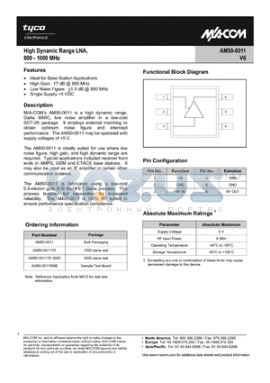 AM50-0011V6 datasheet - High Dynamic Range LNA