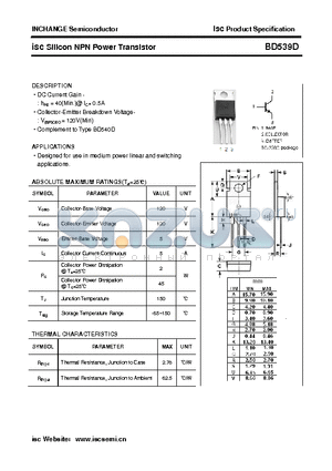 BD539D datasheet - isc Silicon NPN Power Transistor