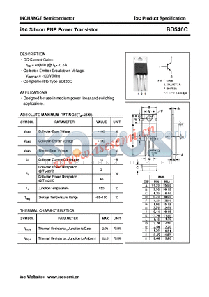 BD540C datasheet - isc Silicon PNP Power Transistor