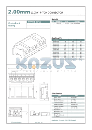 20010HS-04000 datasheet - 2.00mm PITCH CONNECTOR