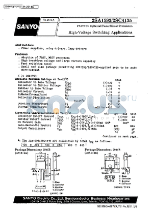 2SA1593 datasheet - High-Voltage Switching Applications