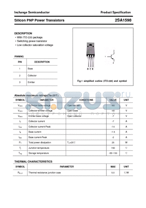 2SA1598 datasheet - Silicon PNP Power Transistors