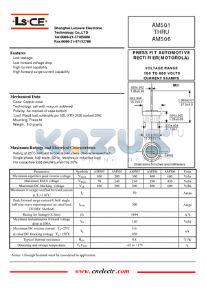 AM506 datasheet - PRESS FIT AUTOMOTIVE RECTIFIER