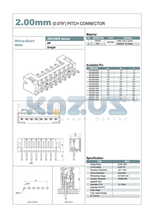 20010WS datasheet - 2.00mm PITCH CONNECTOR
