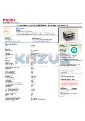 0761035001 datasheet - Small Form-factor Pluggable Plus (SFP) Stacked 2-by-5 Multi-Port Press Fit Connector without Lightpipe Ports
