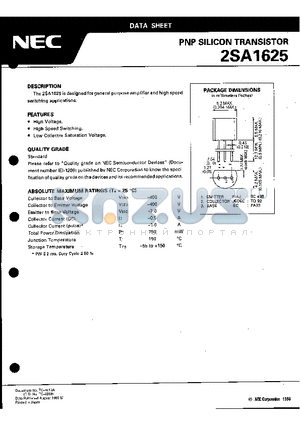 2SA1625 datasheet - PNP SILICON TRANSISTOR(general purpose amplifier and high speed switching)