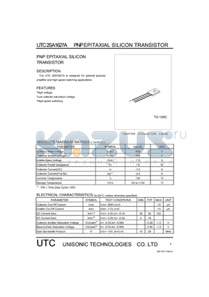 2SA1627A datasheet - PNP EPITAXIAL SILICON TRANSISTOR