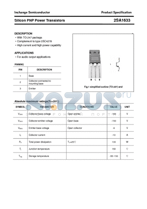 2SA1633 datasheet - Silicon PNP Power Transistors