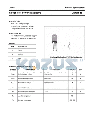 2SA1635 datasheet - Silicon PNP Power Transistors