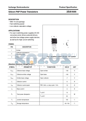 2SA1644 datasheet - Silicon PNP Power Transistors