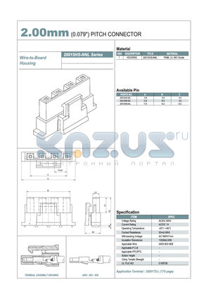 20015HS-03L datasheet - 2.00mm PITCH CONNECTOR