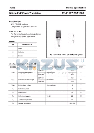 2SA1668 datasheet - Silicon PNP Power Transistors