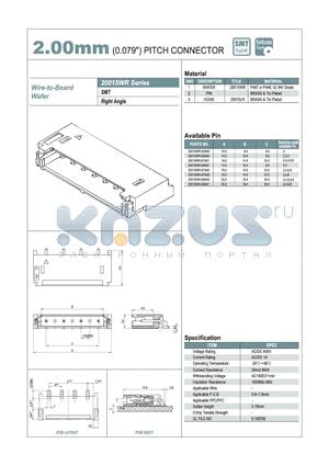 20015WR-05A01 datasheet - 2.00mm PITCH CONNECTOR