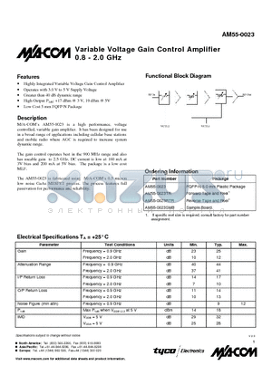 AM55-0023 datasheet - Variable Voltage Gain Control Amplifier 0.8 - 2.0 GHz