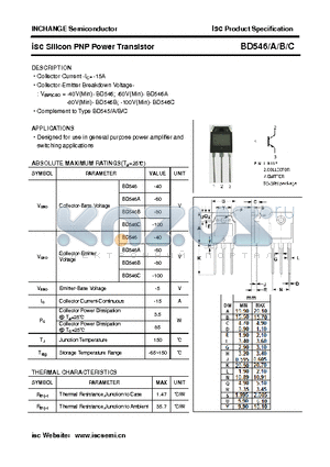 BD546 datasheet - isc Silicon PNP Power Transistor