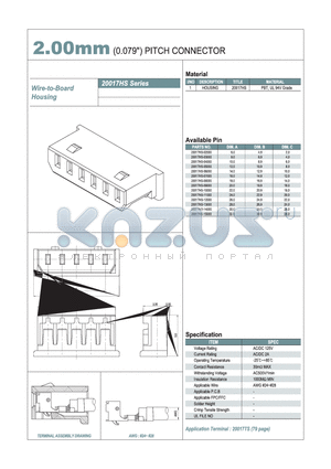 20017HS-02000 datasheet - 2.00mm PITCH CONNECTOR