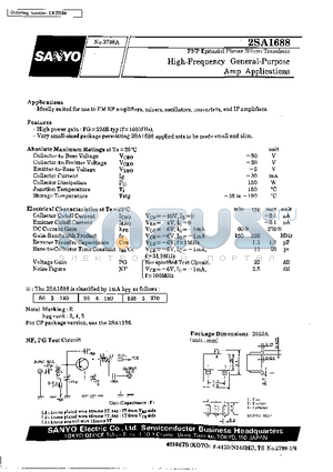 2SA1688 datasheet - High-Frequency General-Purpose Amp Applications