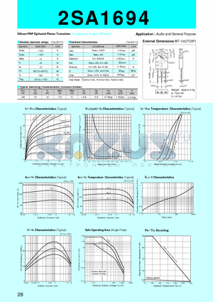 2SA1694 datasheet - Silicon PNP Epitaxial Planar Transistor(Audio and General Purpose)