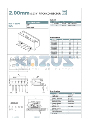 20017WR-09A00 datasheet - 2.00mm PITCH CONNECTOR