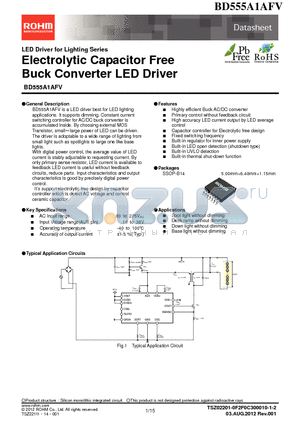 BD555A1AFV datasheet - Electrolytic Capacitor Free Buck Converter LED Driver