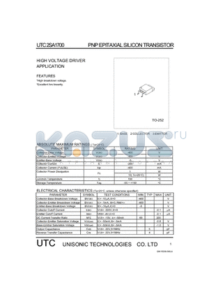 2SA1700_2 datasheet - HIGH VOLTAGE DRIVER APPLICATION