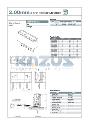 20017WS-09A00 datasheet - 2.00mm PITCH CONNECTOR