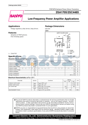2SA1705 datasheet - Low-Frequency Power Amp Applications