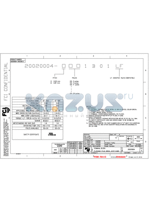 20020004-C171B01LF datasheet - TERMINAL BLOCK PLUGGABLE PLUG, SINGAL, W/O FLANGE