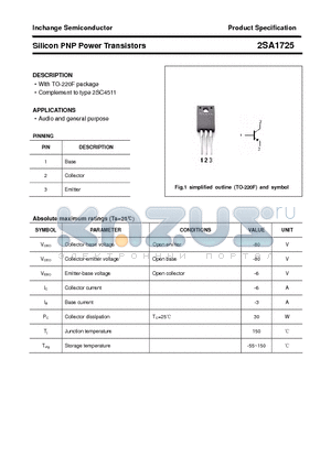 2SA1725 datasheet - Silicon PNP Power Transistors