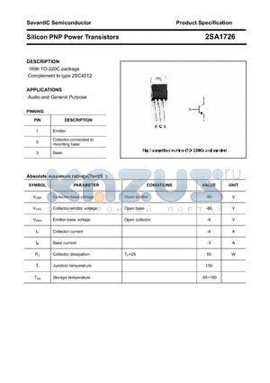 2SA1726 datasheet - Silicon PNP Power Transistors