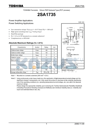 2SA1735 datasheet - Power Amplifier Applications Power Switching Applications