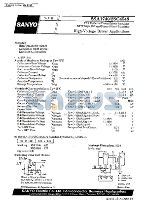 2SA1740 datasheet - High-Voltage Driver Applications