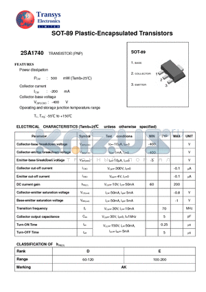 2SA1740 datasheet - Plastic-Encapsulated Transistors