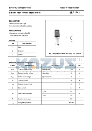 2SA1741 datasheet - Silicon PNP Power Transistors