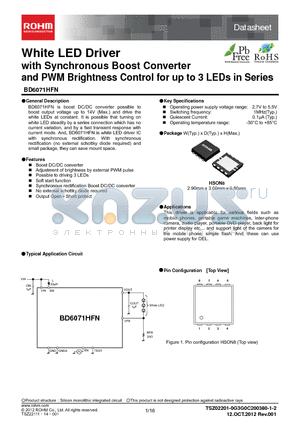 BD6071HFN_12 datasheet - White LED Driver with Synchronous Boost Converter