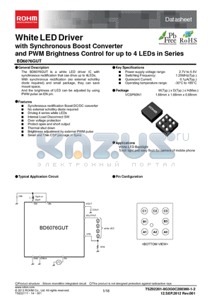 BD6074GUT-E2 datasheet - White LED Driver