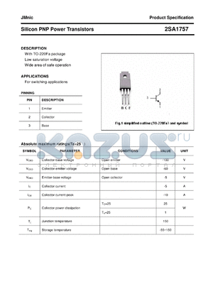 2SA1757 datasheet - Silicon PNP Power Transistors