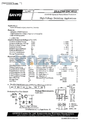 2SA1768 datasheet - High-Voltage Switching Applications