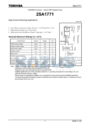 2SA1771_06 datasheet - High-Current Switching Applications