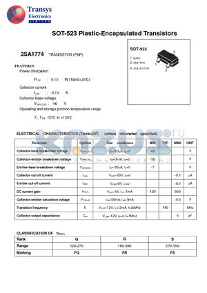 2SA1774 datasheet - Plastic-Encapsulated Transistors