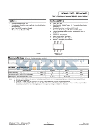 BZX84C7V5TS datasheet - TRIPLE SURFACE MOUNT ZENER DIODE ARRAY