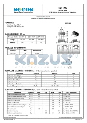 2SA1774 datasheet - PNP Silicon General Purpose Transistor