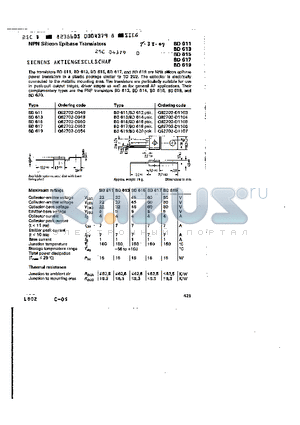 BD611 datasheet - NPN SILICON EPIBASE TRANSISTORS