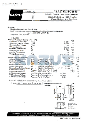 2SA1787 datasheet - High-Definition CRT Display Video Output Applications