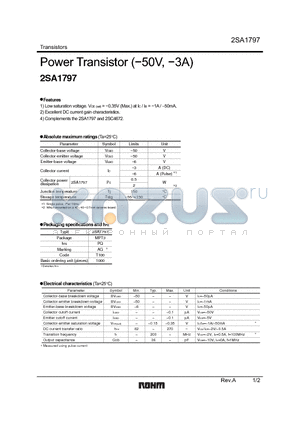 2SA1797 datasheet - Power Transistor (-50V, -3A)