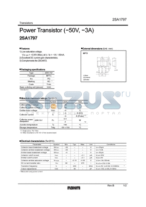 2SA1797 datasheet - Power Transistor (−50V, −3A)