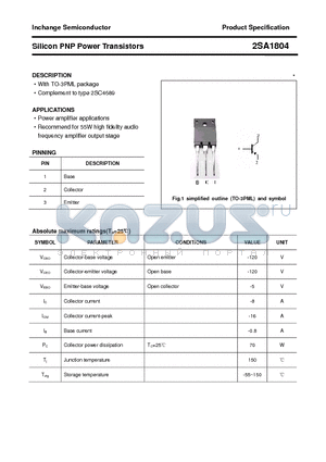 2SA1804 datasheet - Silicon PNP Power Transistors